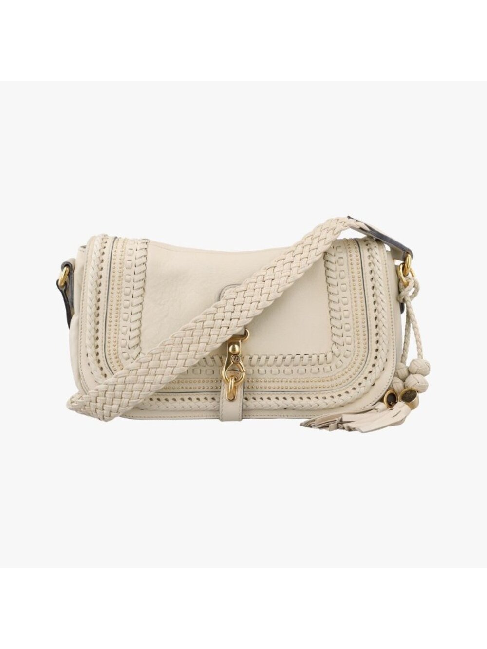 Gucci Tassel Handmade Medium Flap Bag White Leather
